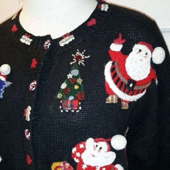 Vintage 1980s ugly Christmas sweater cardigan PL - Picture 2 of 4